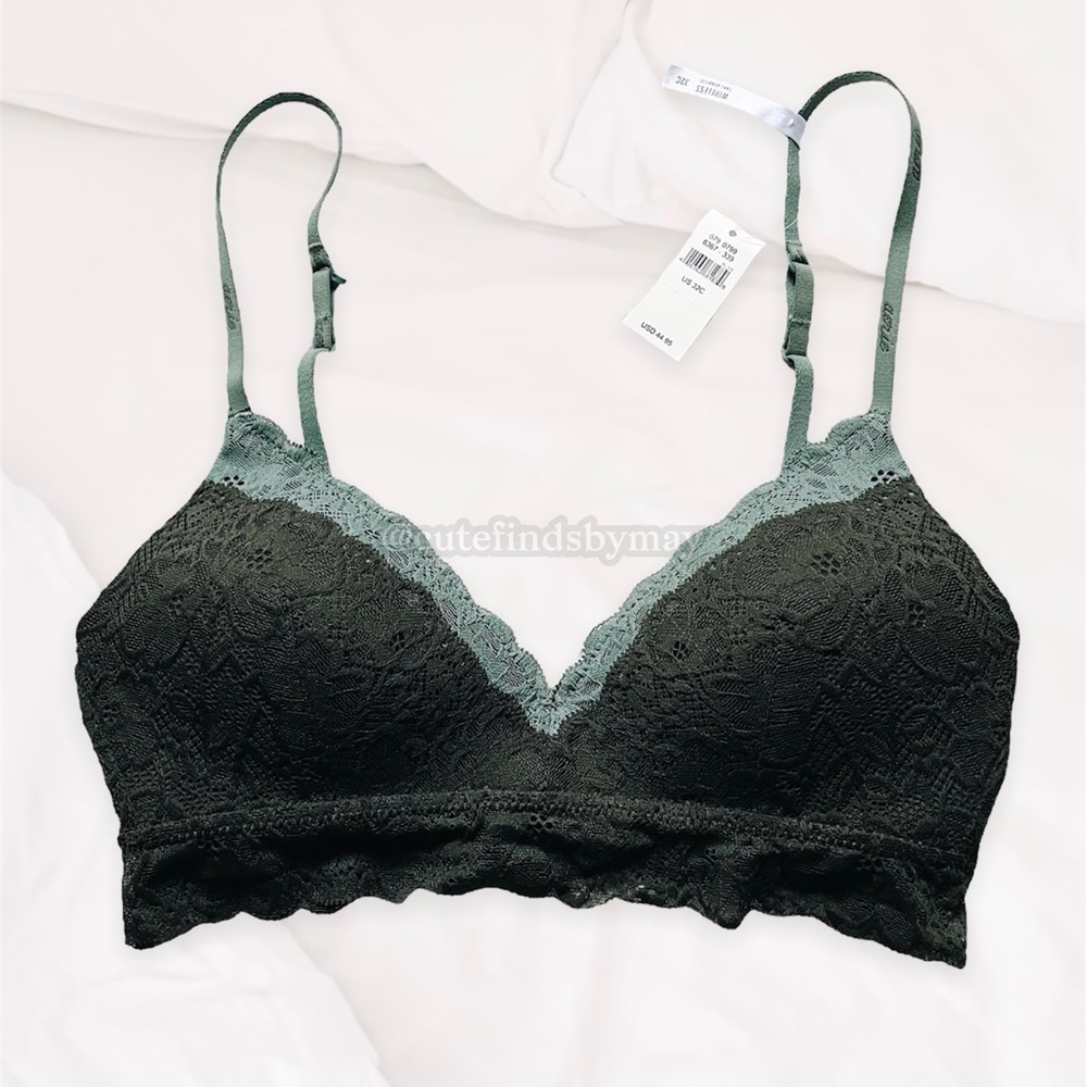 Lined Wireless Bra in Dark Green